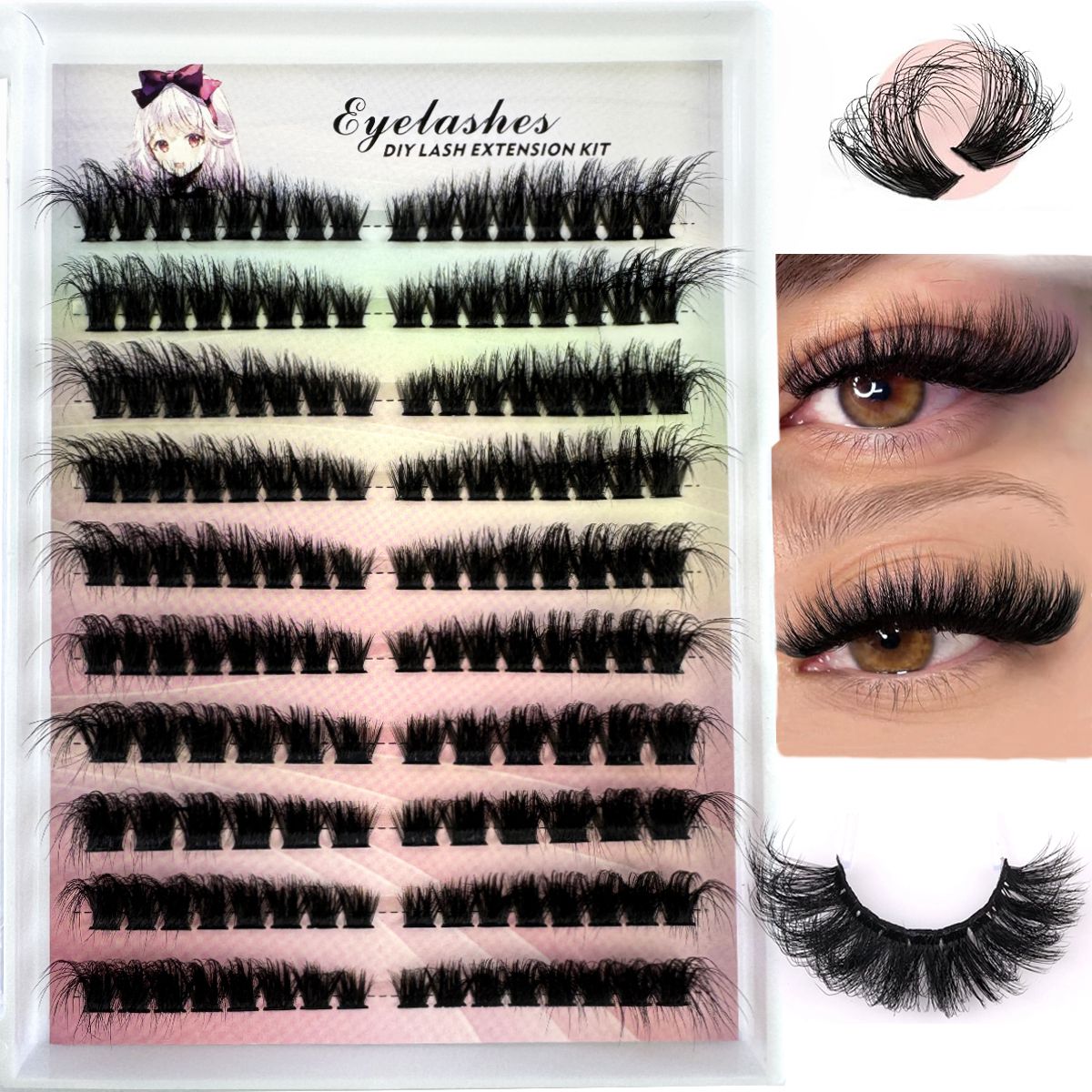 Eyelash Extension Wispy Look - Left+Right Eye Lash Extension Cat/Fox Eye