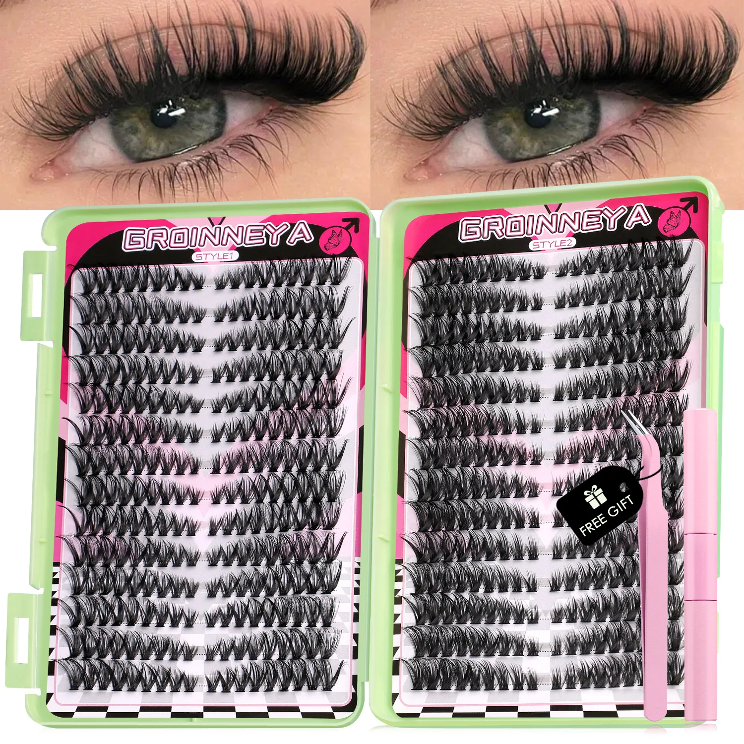 GROINNEYA Cluster Lashes Kit W - Individual Lash Tray ulasan dan harga