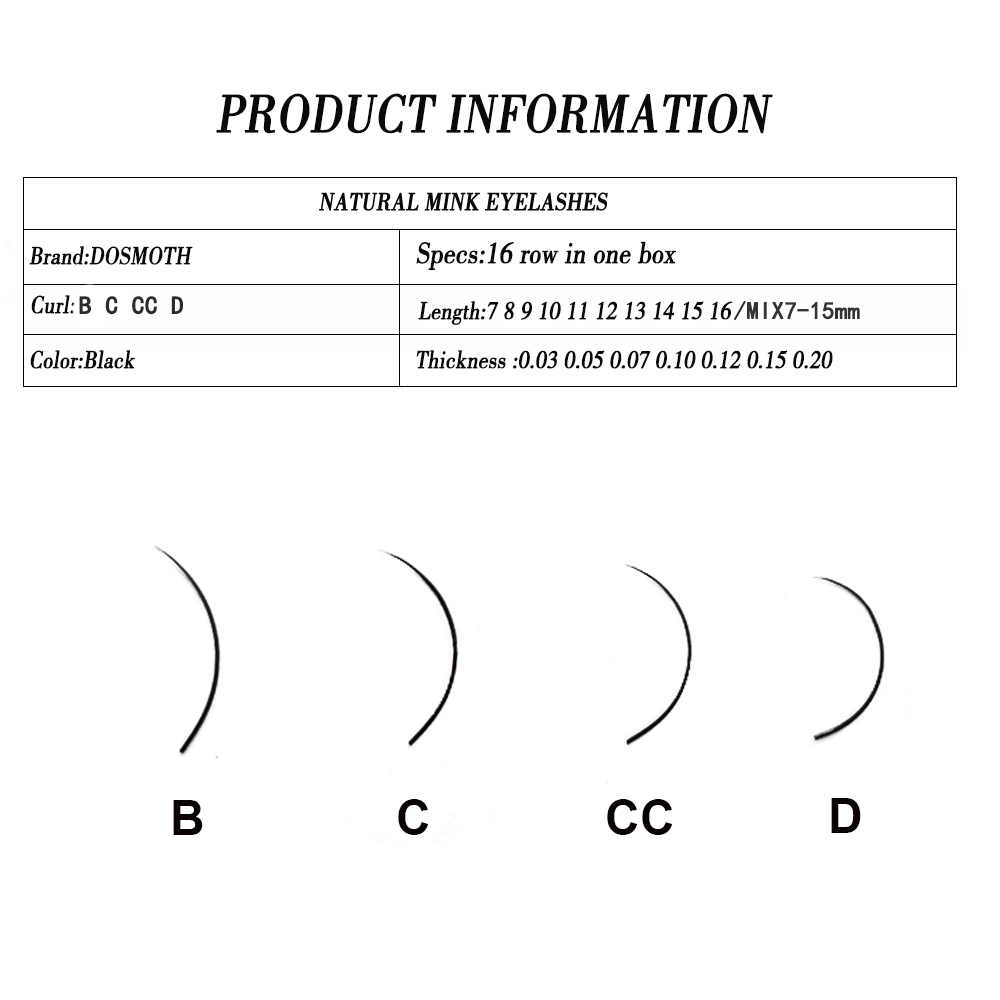 DOSMOTH 10 boxes 16rows 7-16mm - Eyelash Extension For Asian Eyes ulasan dan harga