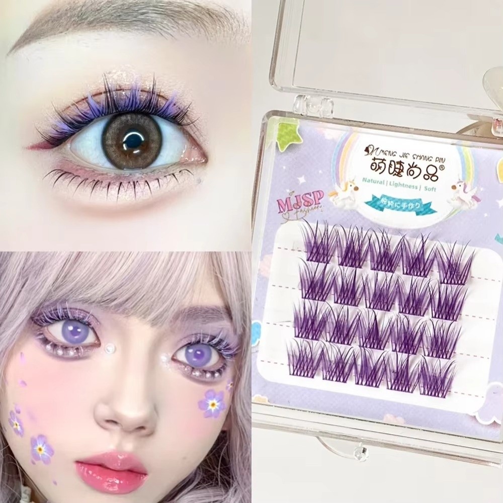 Colorful False Eyelashes Natur - Eyelash Extension Wispy Look ulasan dan harga